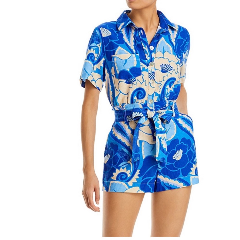 Farm Rio | Tropical Groove Belted Linen Romper